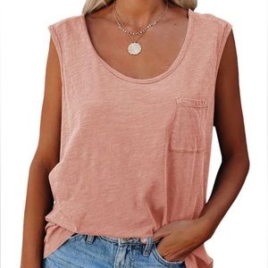 NEW - Tank Top with Pocket - Dark Pink, Size: MEDIUM